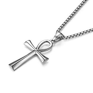 Stainless Steel Coptic Ankh Cross Pendant Necklace